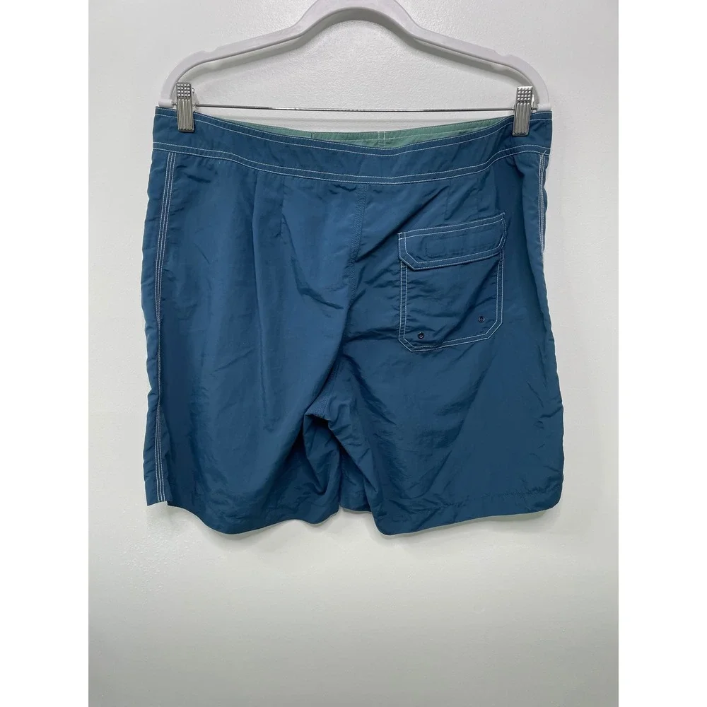 LL Bean Men 36 Blue Nylon Board Shorts Swim Trunks Vacation Paddle Board Fishing